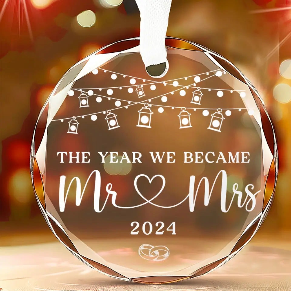 The Year We Became One - Couple Personalized Custom Circle Glass Ornament - Gift For Husband Wife, Anniversary