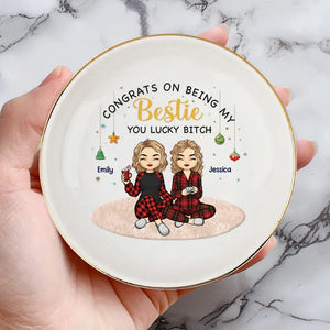 Congrats On Being My Bestie - Bestie Personalized Custom Jewelry Dish - Christmas Gift For Best Friends, BFF, Sisters