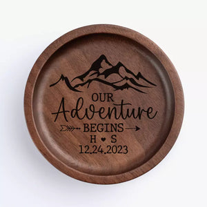 Here's To New Beginnings - Couple Personalized Custom Wooden Jewelry Dish - Gift For Husband Wife, Anniversary