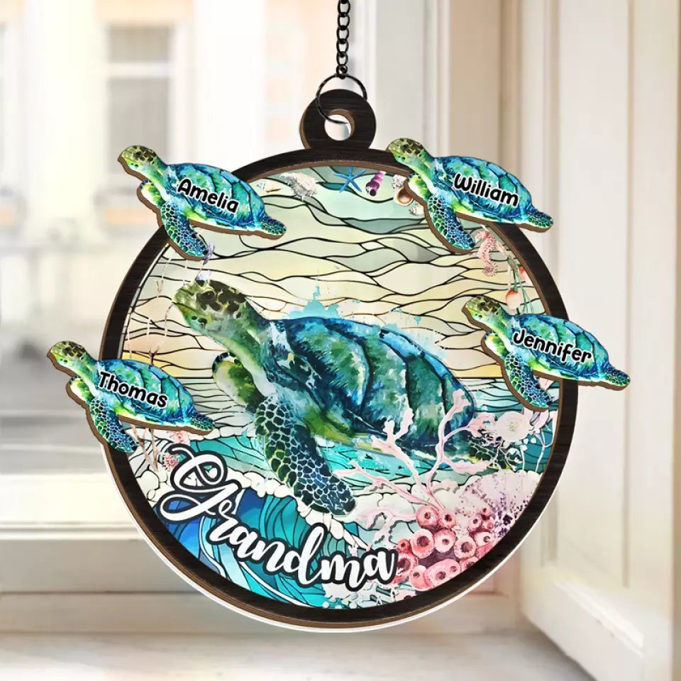 Grandmas Are Life's Greatest Treasures - Family Personalized Window Hanging Suncatcher - Gift For Mom, Grandma