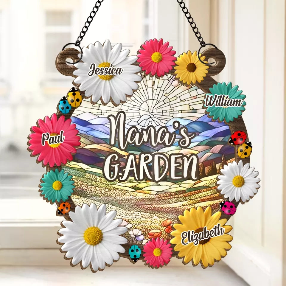 Grandma's Love Is Timeless - Family Personalized Window Hanging Suncatcher - Gift For Grandma