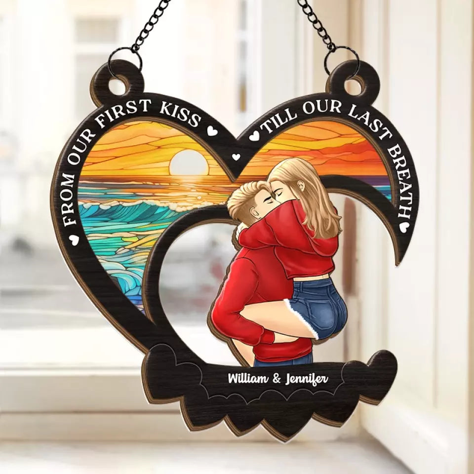 The Best Love Is The Kind That Awakens The Soul - Couple Personalized Window Hanging Suncatcher - Gift For Husband Wife, Anniversary