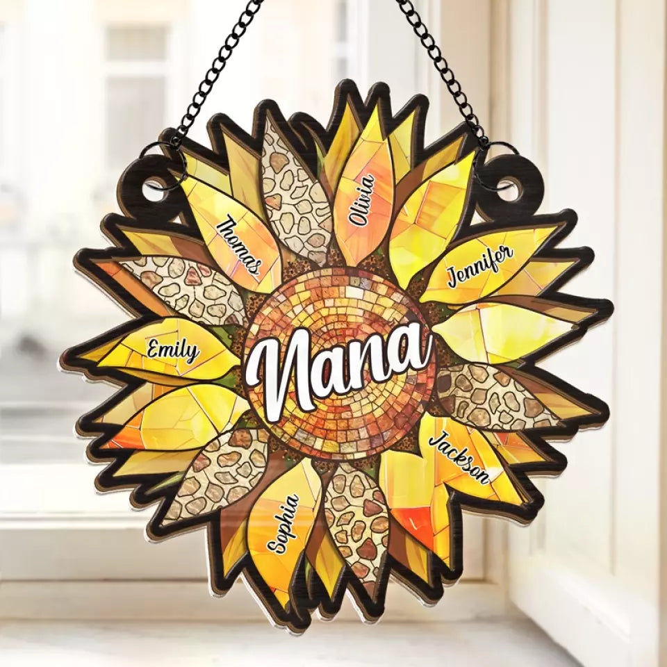 Grandmas Are Angels In Disguise - Family Personalized Window Hanging Suncatcher - Gift For Grandma