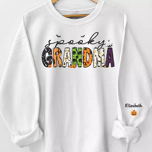 One Spooky Great Grandma - Family Personalized Custom Unisex Sweatshirt With Design On Sleeve - Halloween Gift For Mom, Grandma