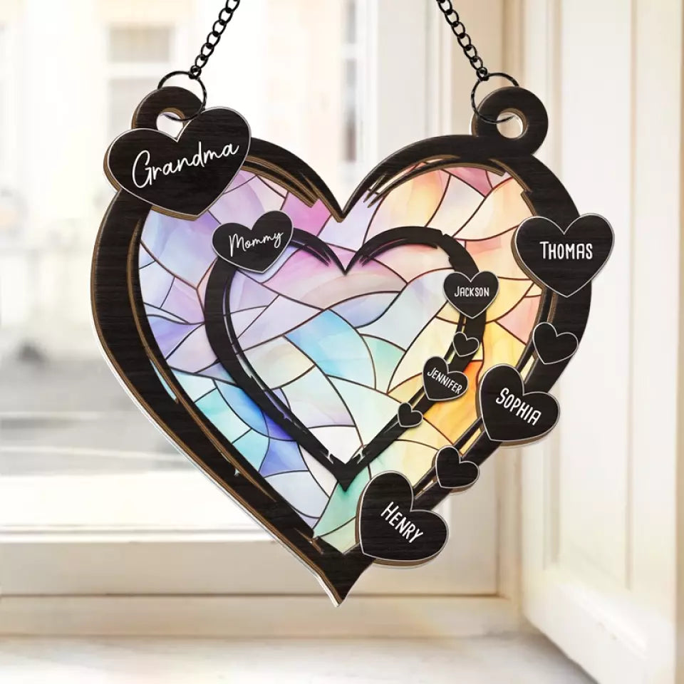 Nothing Compares To A Mother's Love - Family Personalized Window Hanging Suncatcher - Gift For Mom, Grandma