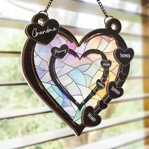 Nothing Compares To A Mother's Love - Family Personalized Window Hanging Suncatcher - Gift For Mom, Grandma