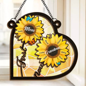 First Mom Now Grandma - Family Personalized Window Hanging Suncatcher - Gift For Mom, Grandma