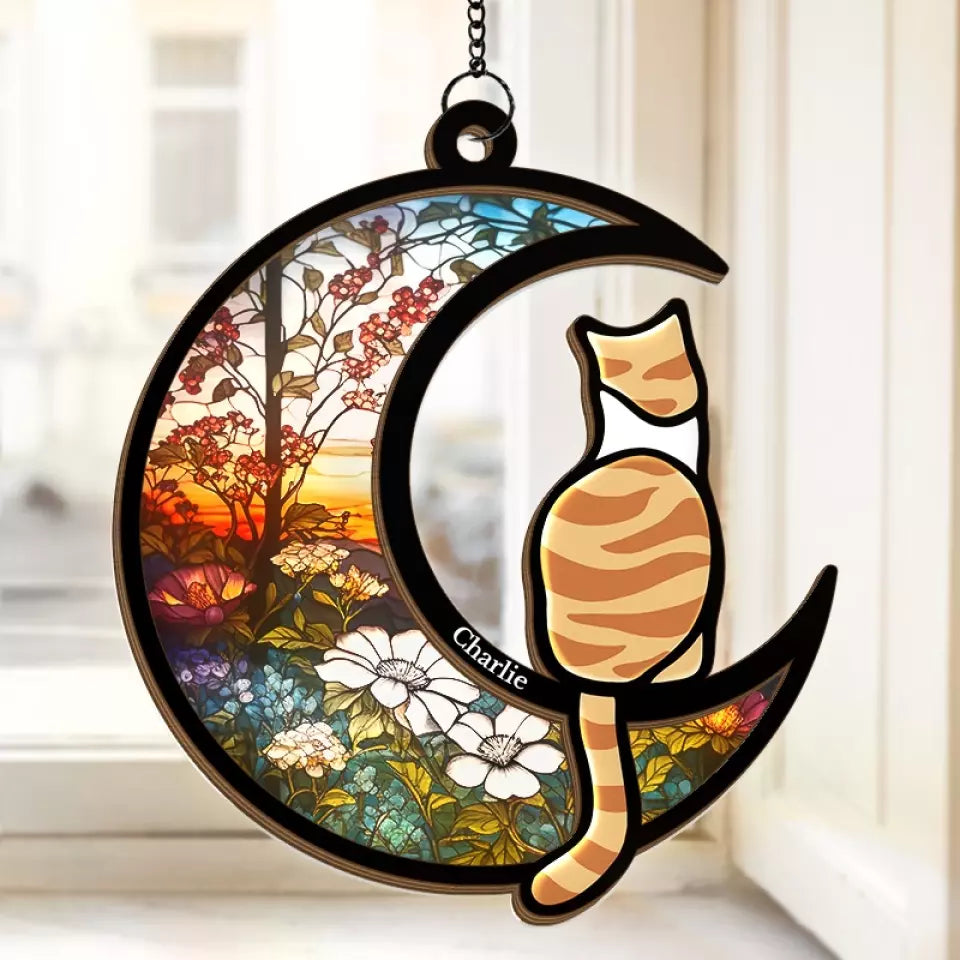 Chasing Butterflies In Heaven - Memorial Personalized Window Hanging Suncatcher - Sympathy Gift For Pet Owners, Pet Lovers