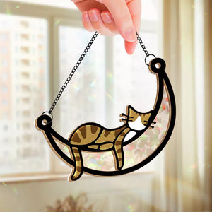 Cats Make Everything Better - Memorial Personalized Window Hanging Suncatcher - Sympathy Gift For Pet Owners, Pet Lovers