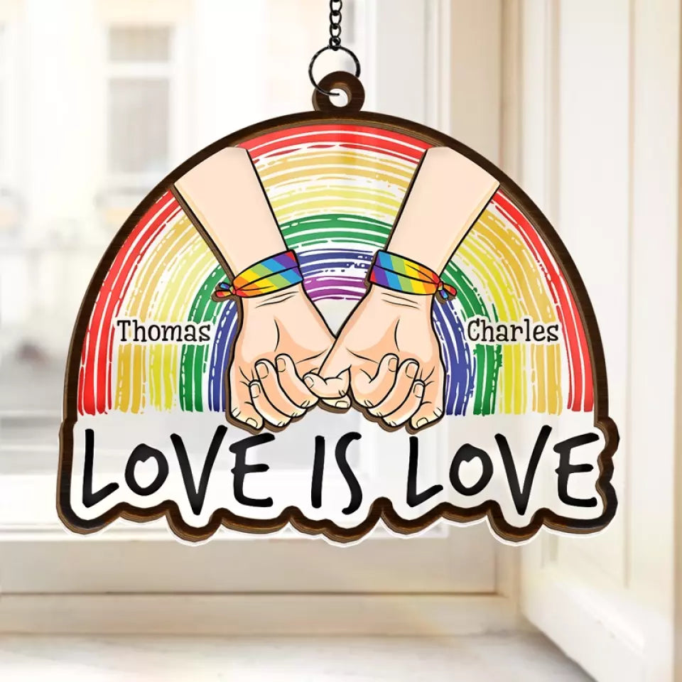 True Love Stories Never Have Endings - Couple Personalized Window Hanging Suncatcher - Gift For Husband Wife, Anniversary, LGBTQ+