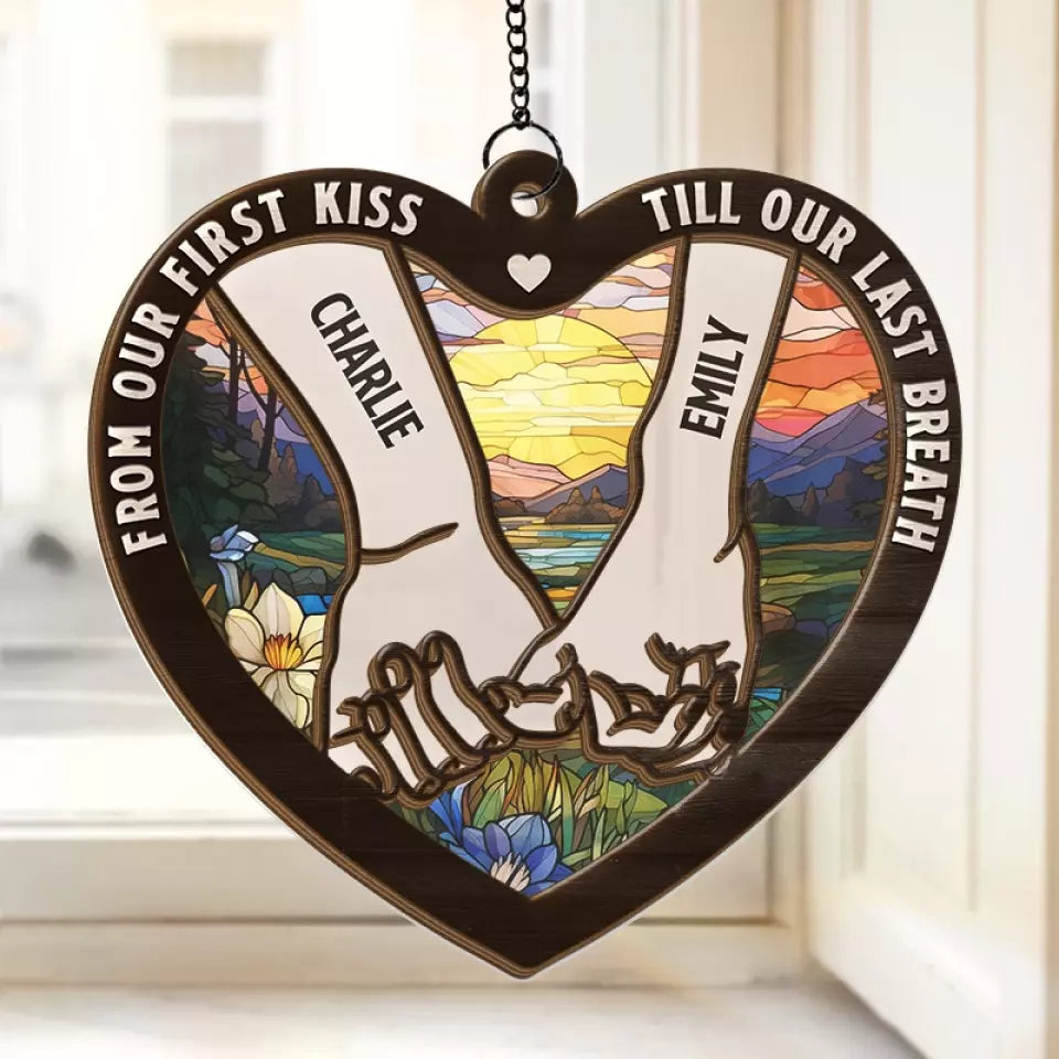 Lifelong Love, From Start To Finish - Couple Personalized Window Hanging Suncatcher - Gift For Husband Wife, Anniversary