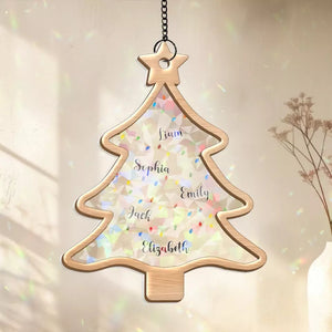 Fairy Lights On Winter Nights - Family Personalized Window Hanging Suncatcher - Christmas Gift For Family Members