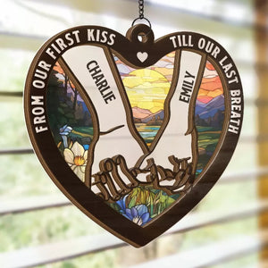 Lifelong Love, From Start To Finish - Couple Personalized Window Hanging Suncatcher - Gift For Husband Wife, Anniversary