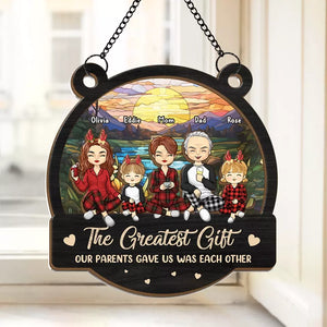 The Magic Of Christmas Is Family - Family Personalized Window Hanging Suncatcher - Christmas Gift For Family Members