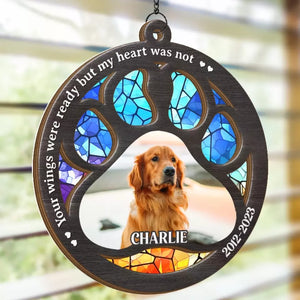 Custom Photo Hard To Say Goodbye To You - Memorial Personalized Window Hanging Suncatcher Ornament - Sympathy Gift For Pet Owners, Pet Lovers