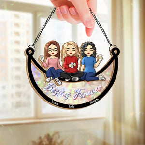 Sisterly Souls, Forever Linked - Bestie Personalized Window Hanging Suncatcher - Gift For Best Friends, BFF, Sisters