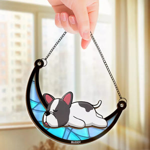 Crossing The Rainbow Bridge, Leaving Imprints On Our Hearts - Memorial Personalized Window Hanging Suncatcher - Sympathy Gift For Pet Owners, Pet Lovers