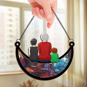 Treasured Moments With Grandma - Family Personalized Window Hanging Suncatcher - Christmas Gift For Grandma