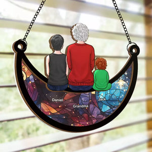 Treasured Moments With Grandma - Family Personalized Window Hanging Suncatcher - Christmas Gift For Grandma