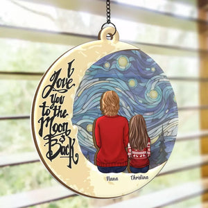 I Love Grandma To The Moon And Back - Family Personalized Window Hanging Suncatcher - Christmas Gift For Mom, Grandma