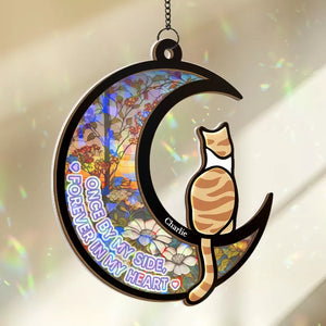 Once By My Side, Forever In My Heart - Memorial Personalized Window Hanging Suncatcher - Sympathy Gift For Pet Owners, Pet Lovers