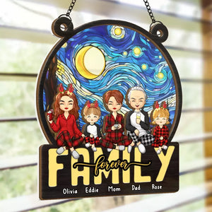 Family Forever - Family Personalized Window Hanging Suncatcher - Christmas Gift For Family Members