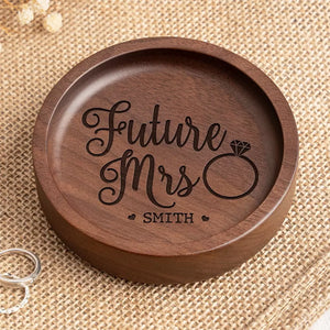 Future Mrs - Couple Personalized Custom Wooden Jewelry Dish - Gift For Husband Wife, Anniversary