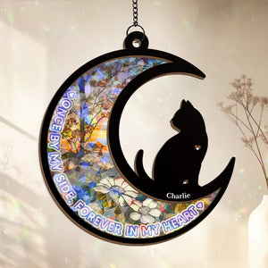 A Meow Is A Message To The Heart - Memorial Personalized Window Hanging Suncatcher - Sympathy Gift For Pet Owners, Pet Lovers