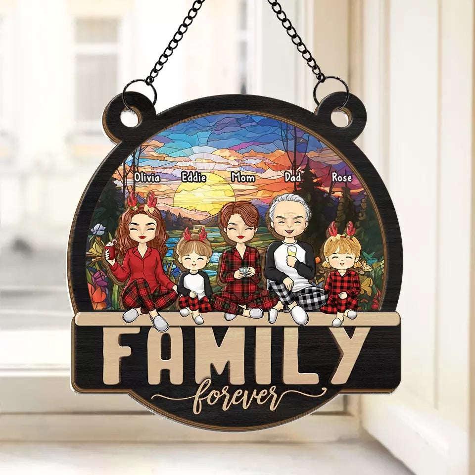 Our Laughs Are Limitless - Family Personalized Window Hanging Suncatcher - Christmas Gift For Family Members