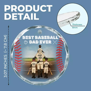 Best Baseball Dad Ever - Family Personalized Custom Circle Glass Ornament - Christmas Gift For Family Members, Sport Lovers, Sport Players