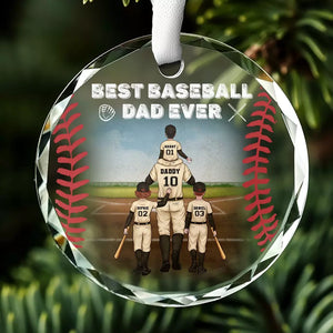 Best Baseball Dad Ever - Family Personalized Custom Circle Glass Ornament - Christmas Gift For Family Members, Sport Lovers, Sport Players