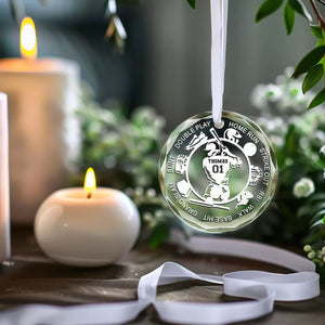 My Heart Beats For Baseball - Family Personalized Custom Circle Glass Ornament - Christmas Gift For Family Members, Sport Lovers, Sport Players