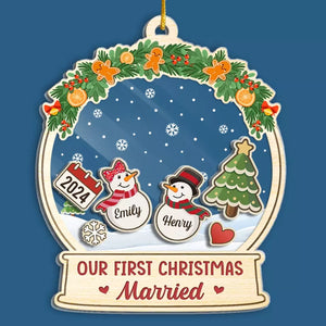 Our First Christmas Together - Couple Personalized Custom 3 Layers Shaker Ornament - Christmas Gift For Husband Wife, Anniversary, First Christmas