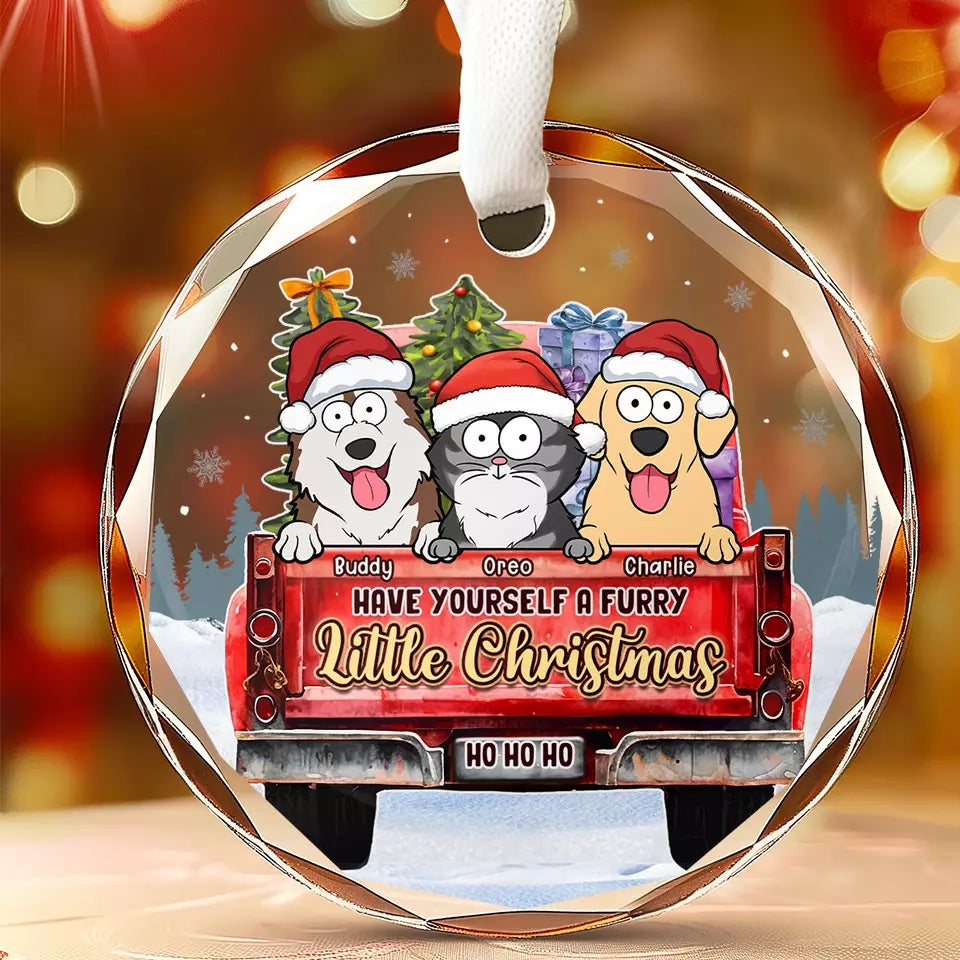 I Believe In Santa's Paws - Dog & Cat Personalized Custom Circle Glass Ornament - Christmas Gift For Pet Owners, Pet Lovers