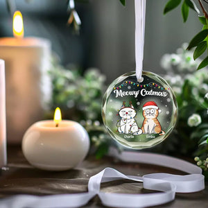 Happy Pawlidays - Dog & Cat Personalized Custom Circle Glass Ornament - Christmas Gift For Pet Owners, Pet Lovers