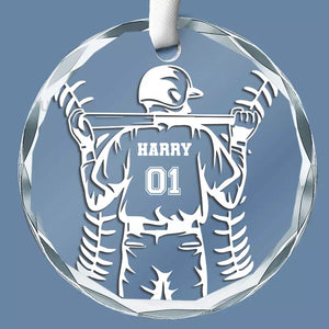 Game On, Strike Out - Personalized Custom Circle Glass Ornament - Christmas Gift For Sport Lovers, Sport Players