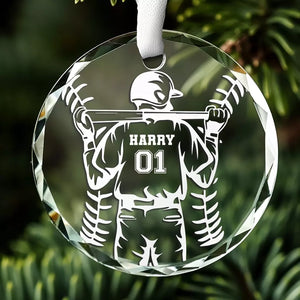 Game On, Strike Out - Personalized Custom Circle Glass Ornament - Christmas Gift For Sport Lovers, Sport Players