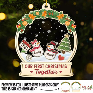 Our First Christmas Together - Couple Personalized Custom 3 Layers Shaker Ornament - Christmas Gift For Husband Wife, Anniversary, First Christmas