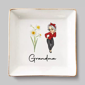 Grandmother Is The Heart Of Our Family - Family Personalized Custom Jewelry Dish - Gift For Mom, Grandma