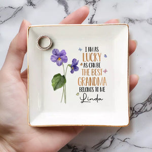 The Best Grandma Belongs To Me - Family Personalized Custom Jewelry Dish - Gift For Grandma