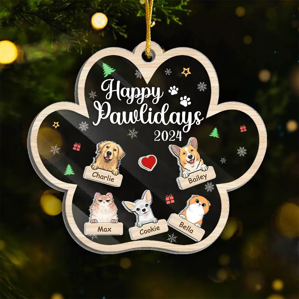 On The Naughty List - Dog & Cat Personalized Custom 3 Layers Shaker Ornament - Christmas Gift For Pet Owners, Pet Lovers