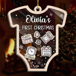 First Christmas - Family Personalized Custom 3 Layers Shaker Ornament - Christmas  Gift For Baby Kids, Newborn Baby