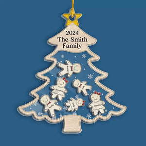 Sweet Gingerbread And Sweeter Family Moments - Family Personalized Custom 3 Layers Shaker Ornament - Christmas Gift For Family Members