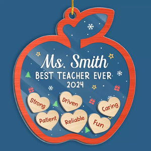 Best Teacher Ever - Teacher Personalized Custom 3 Layers Shaker Ornament - Christmas Gift For Teacher