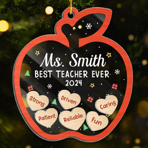 Best Teacher Ever - Teacher Personalized Custom 3 Layers Shaker Ornament - Christmas Gift For Teacher