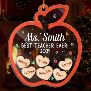 Best Teacher Ever - Teacher Personalized Custom 3 Layers Shaker Ornament - Christmas Gift For Teacher