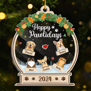 Happy Holidays - Dog & Cat Personalized Custom 3 Layers Shaker Ornament - Christmas Gift For Pet Owners, Pet Lovers