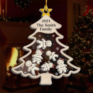 Sweet Gingerbread And Sweeter Family Moments - Family Personalized Custom 3 Layers Shaker Ornament - Christmas Gift For Family Members