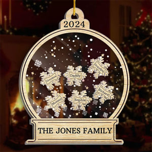 The Best Christmas Gift Is The Presence Of Family - Family Personalized Custom 3 Layers Shaker Ornament - Christmas Gift For Family Members