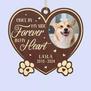 Custom Photo You Left Paw Prints On My Heart - Memorial Personalized Custom Leather Ornament - Christmas Gift, Sympathy Gift For Pet Owners, Pet Lovers